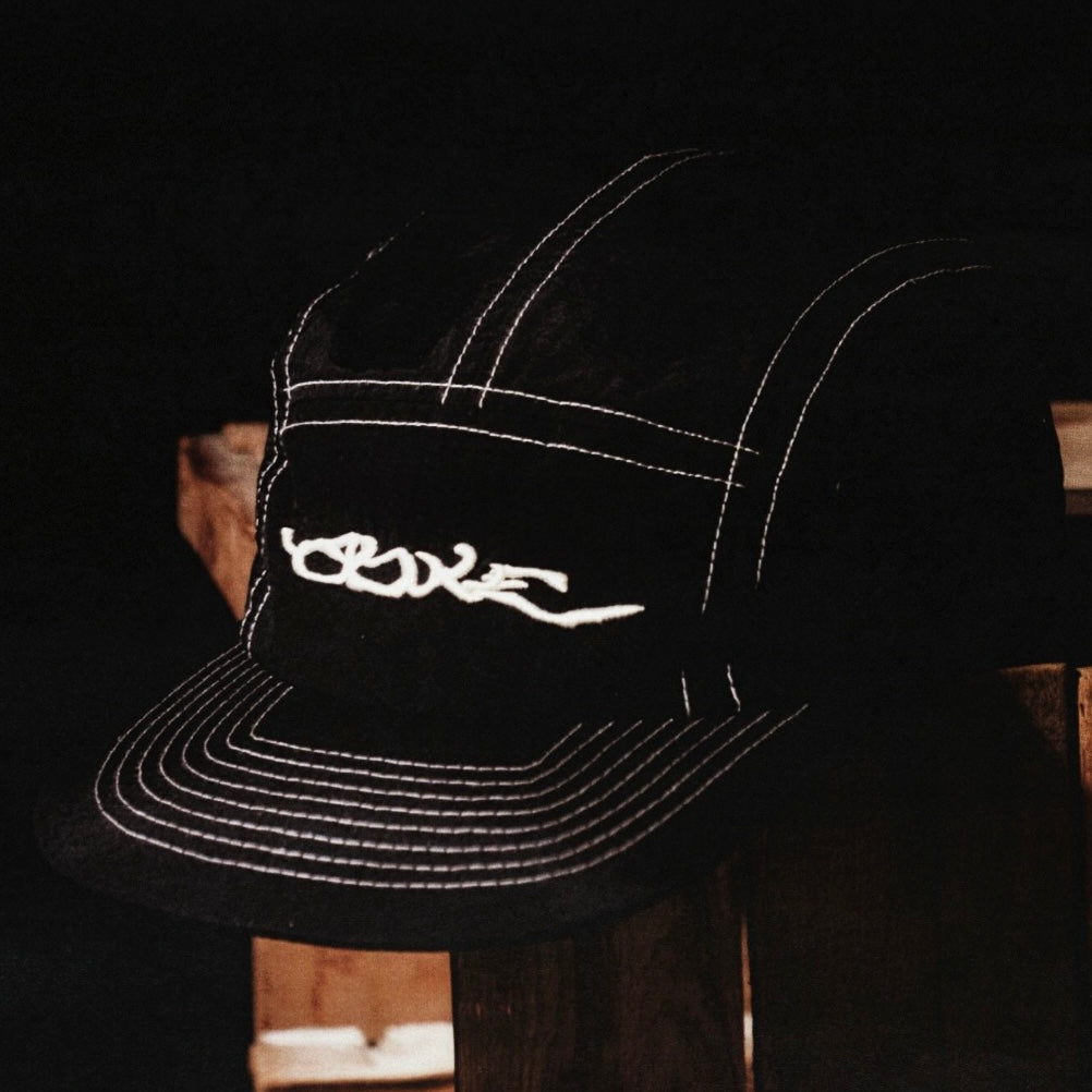 Black Nylon 5 Panel Hat