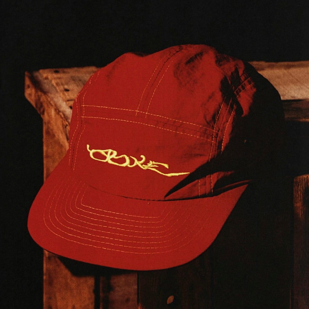 Red Nylon 5 Panel Hat