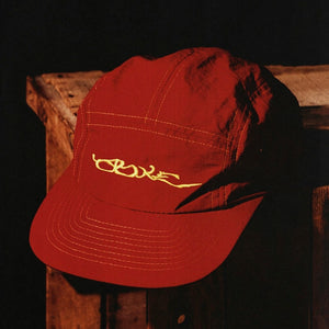 Red Nylon 5 Panel Hat